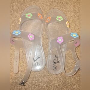 Art Class Kids Clear Sandals with Pastel Flowers